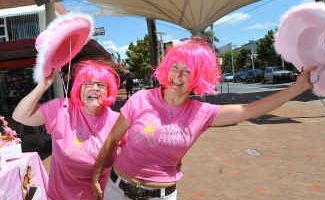 Tickled pink Cancer Council volunteers Kathy Derrett and Meg O’Hara in the mood to mark Pink Ribbon Day. Tickled pink Cancer Council volunteers Kathy Derrett and Meg O’Hara in the mood to mark Pink Ribbon Day.